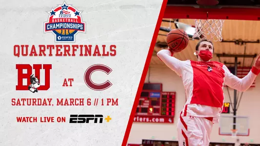 Boston University men's basketball will visit Colgate on Saturday in the quarterfinal round of the 2021 Patriot League tournament with the ESPN+ broadcast set for 1 p.m.
