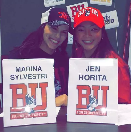 Marina Sylvestri and Jen Horita posing together on signing day