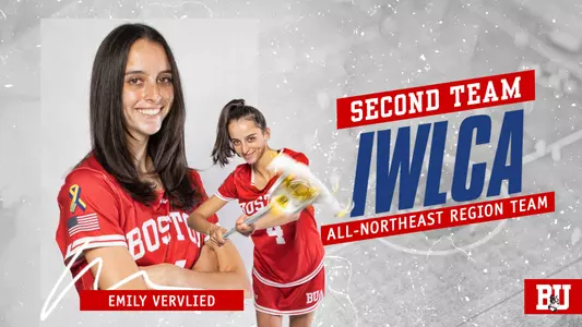 Graphic featuring Emily Vervlied for her IWLCA All-Region Second Team award