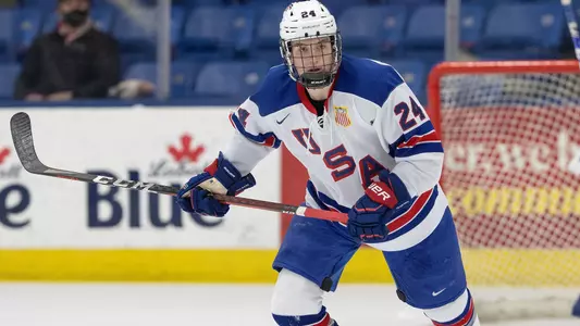 Ty Gallagher skating in a USA jersey