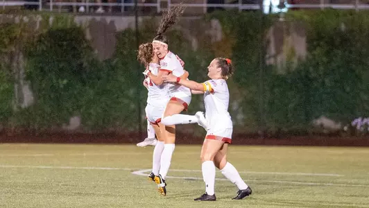 Abigail McNulty celebrating after scoring a goal