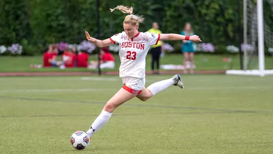 Kate Collins about the strike the soccer ball