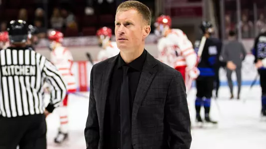 Kim Brandvold walking off the ice at Agganis Arena