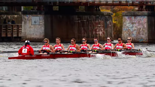 Photo of the lightweight rowing team's Championship 8 at the 2022 Head of the Charles.