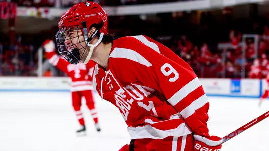 Ryan Greene celebrates a goal at Northeastern