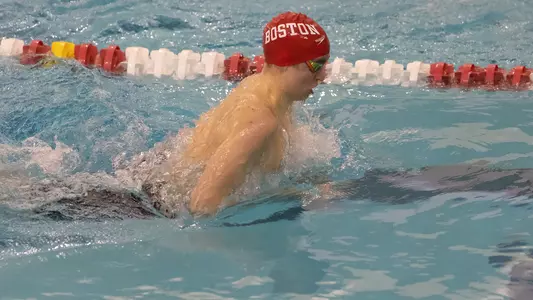 Photo of a BU swimmer in the 200-yard IM.