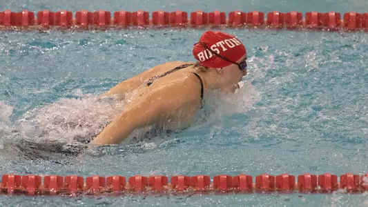 Photo of a BU swimmer in the 200-yard IM.