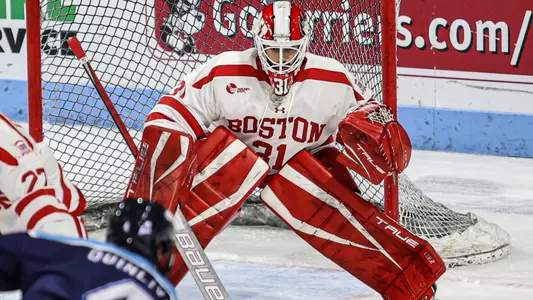 Vinny Duplessis playing goalie