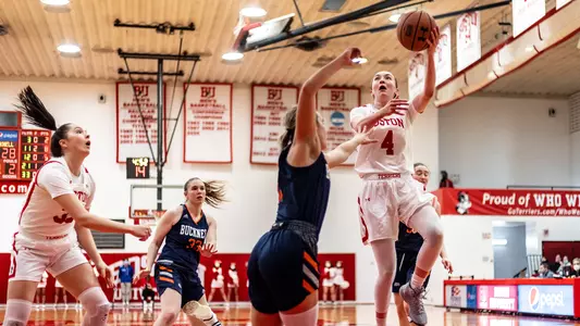 Liz Shean shoots a left-handed layup in the game against Bucknell.