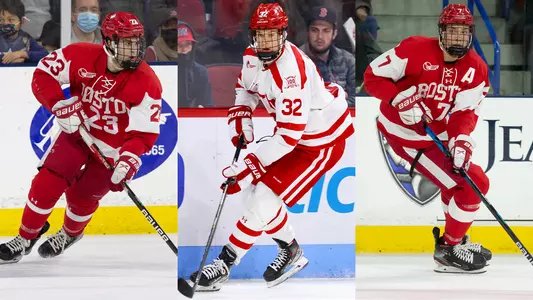 Action photos of Domenick Fensore, Wilmer Skoog and Alex Vlasic