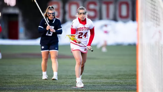 Matty Spaeth waits before a free position attempt against UNH.