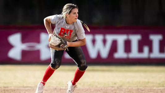 Bella Gargicevich-Almeida gets ready to throw the ball to first from second during a practice drill at the BU Softball Field.
