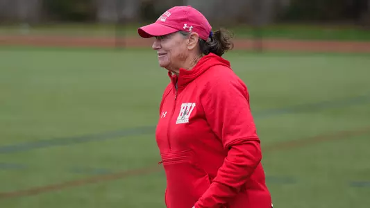 Nancy Feldman watches a play during a spring game in 2022.
