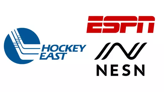 Graphic featuring Hockey East logo, NESN logo and ESPN logo