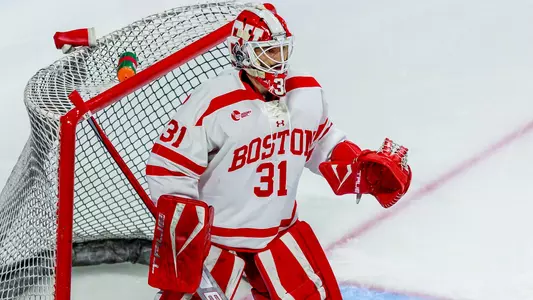 Vinny Duplessis playing goalie
