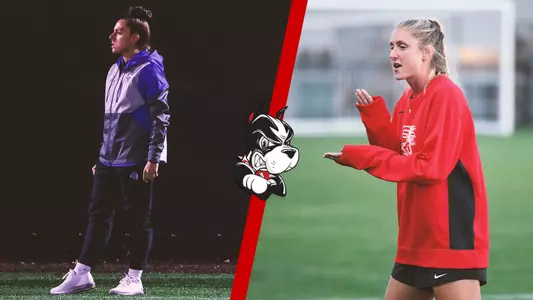 Photos of new women's soccer assistant coaches Allison Saucier and Megan Burke.