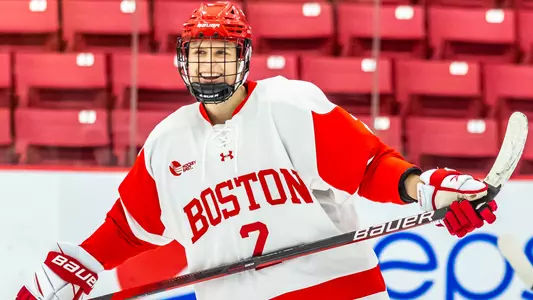 Alex Allan smiling during pregame skate