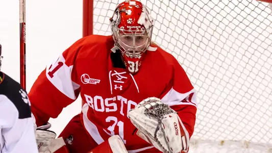Nicole McGuigan playing goalie
