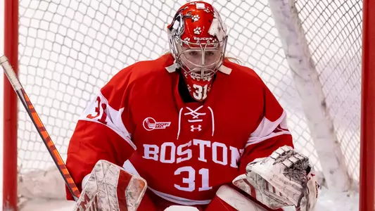 Nicole McGuigan playing goalie