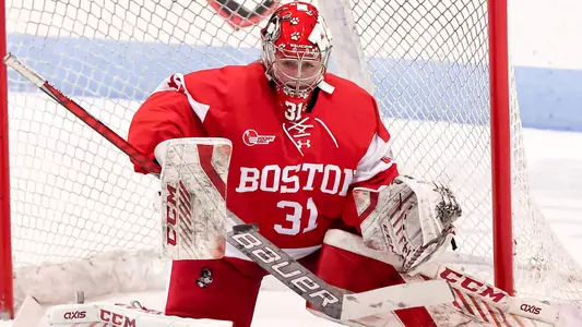 Nicole McGuigan playing goalie