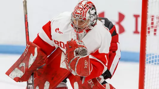 Kate Stuart playing goalie