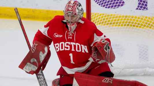 Kate Stuart playing goalie