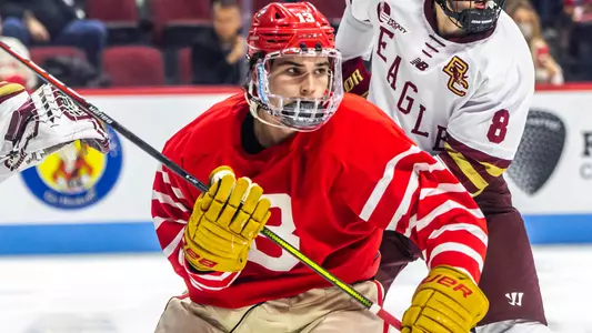 Dylan Peterson playing hockey