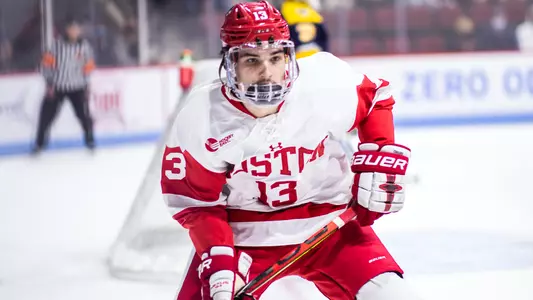 Dylan Peterson playing hockey