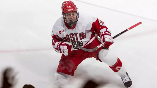 Ty Gallagher celebrates one of his two goals against BC