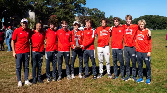 Men's Cross Country with the IC4A Second Place Trophy
