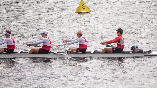 Photo of the Men's Rowing Championship 4+ racing at the Head of the Charles.