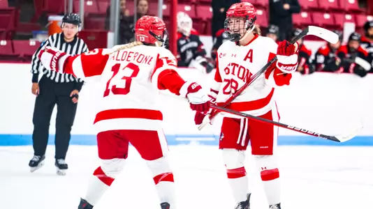 And Calderone and Catherine Foulem celebrate a goal