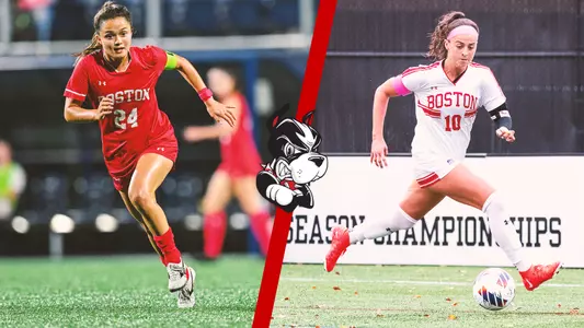 Photos of women's soccer seniors Lily Matthews and Abigail McNulty.
