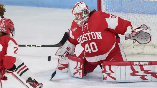 Andrea Brändli makes a save at Northeastern