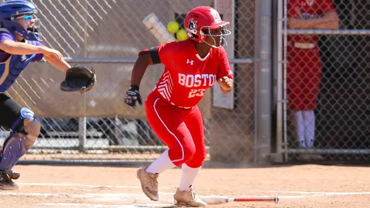 Tyesha Williams runs toward first after putting the ball in play.