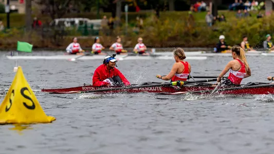 Photo of the lightweight rowing team at the Head of the Charles.