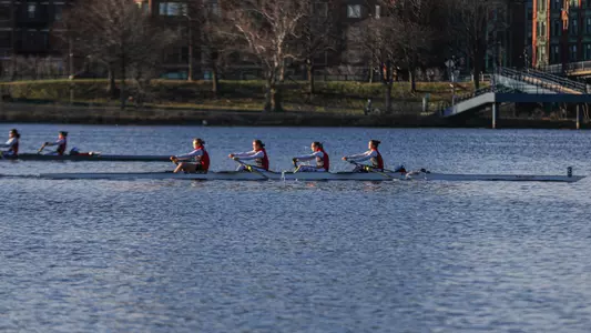 Photo of the Women's Rowing Fours racing against Dartmouth.