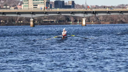 Photo of the Lightweight Rowing Double racing in the 2023 Beanpot.