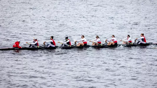 Photo of the Women's Rowing V8 racing against MIT.