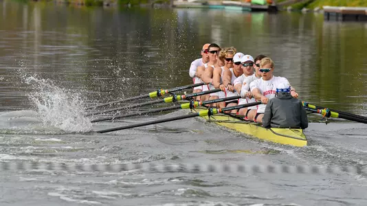 Photo of the Men's Rowing V8 racing in the Pac-12 Challenge.
