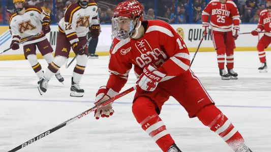 Dylan Peterson skating at the Frozen Four