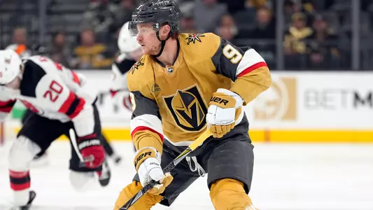 Jack Eichel playing hockey for the Vegas Golden Knights
