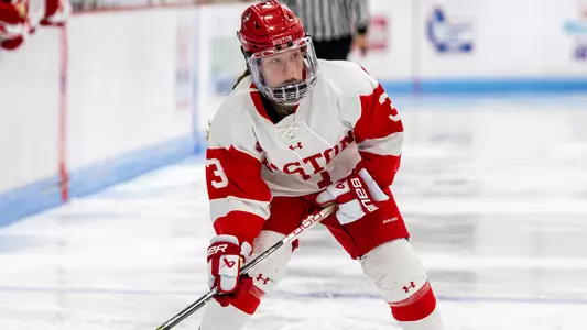 Liv Haag skates with the puck against RPI in the 2022-23 season opener.