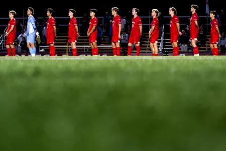 Men's Soccer starting lineup on the field at Boston College