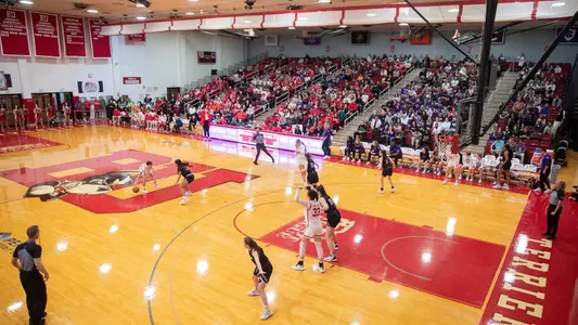 Photo of Case Gym during the 2023 Patriot League Women's Basketball Championship.