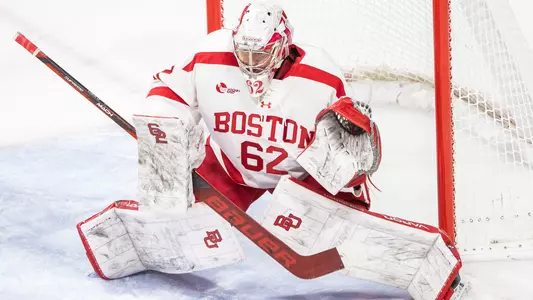 Mathieu Caron playing goaltender
