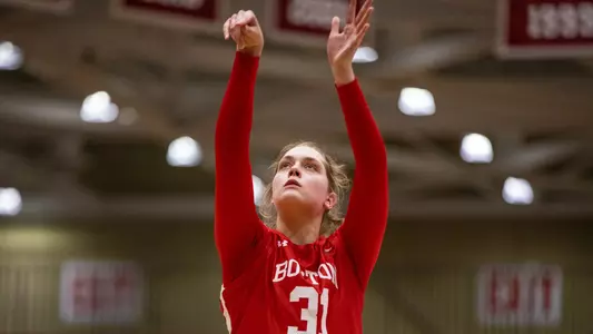 Photo of women's basketball sophomore Ana Semenova shooting a free throw at Lafayette.