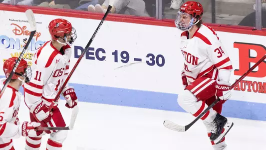 Cole Eiserman celebrates with Kamil Bednarik after a goal