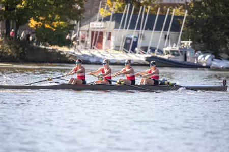 Photo of the BU Women's Rowing Club 4+ at the 2024 Head of the Charles