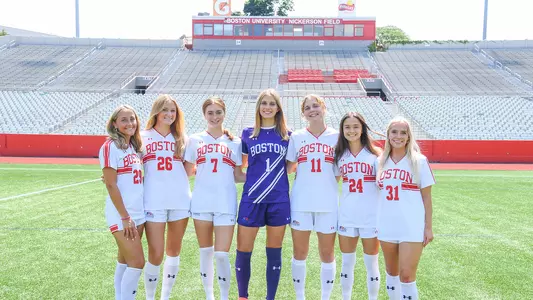 Photo of the BU Women's Soccer senior class.